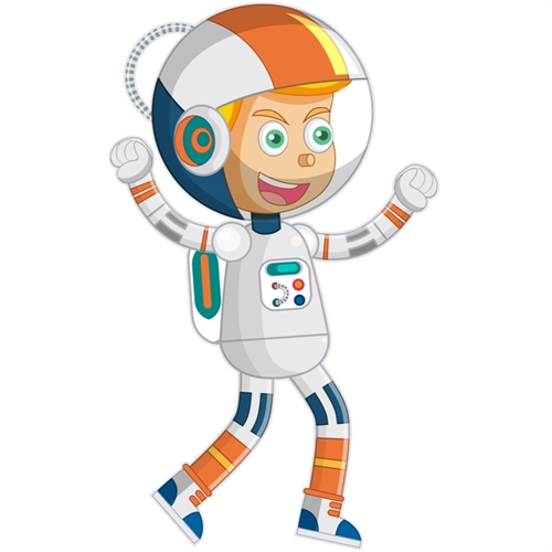 Space Explorers Theme Orange-Blue Astronaut Transparent Sticker